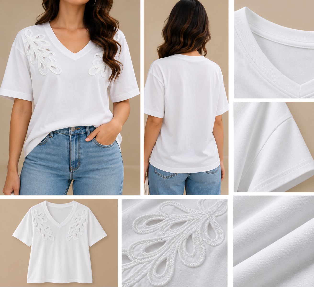 White V-neck T-shirt
